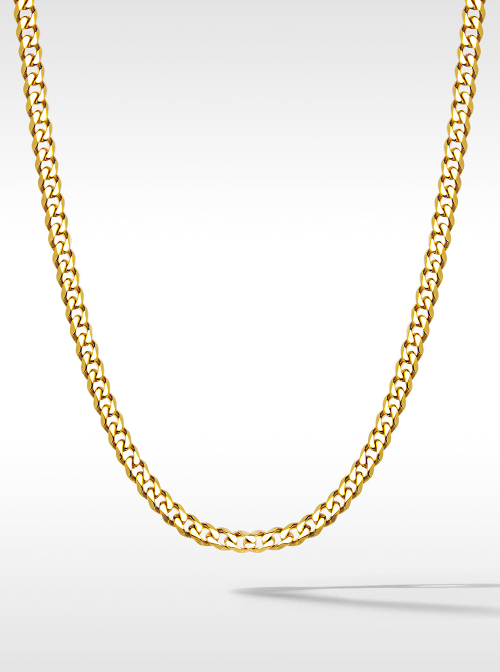 men's flat curb style chain in 14 karat gold