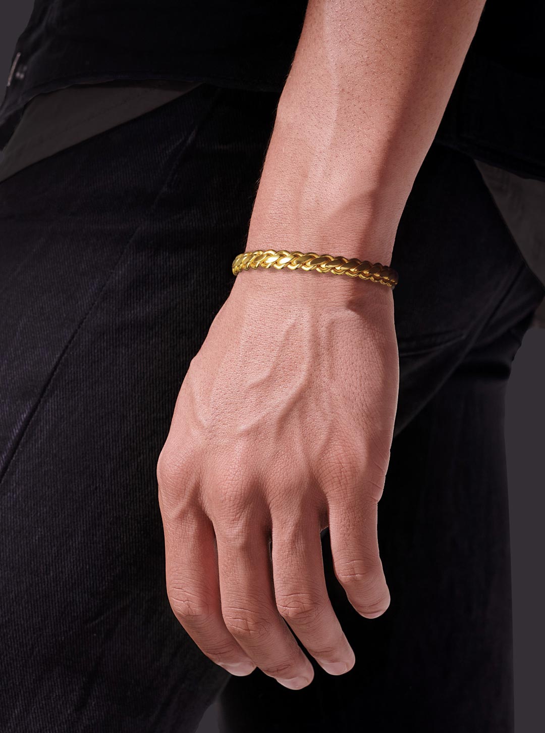 men's 14 karat gold bracelet masculine style