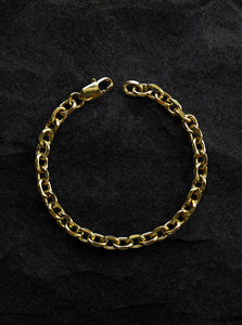 unisex cuban chain bracelet in 14 karat gold tone